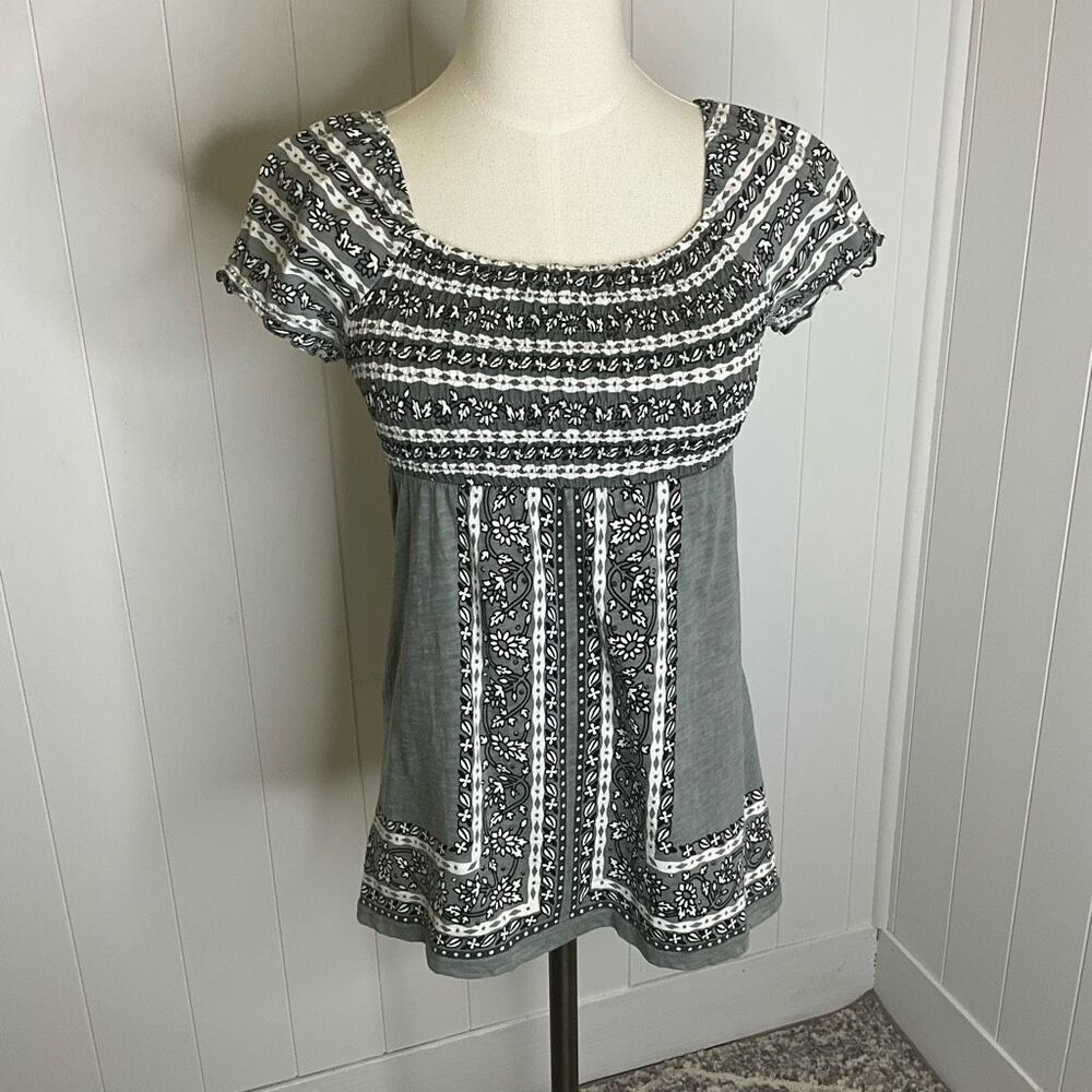 INC Gray Patterned Women's Top